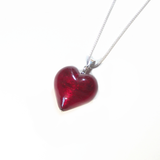 Murano Glass Dark Red Heart Pendant, Genuine Venetian Glass - JKC Murano