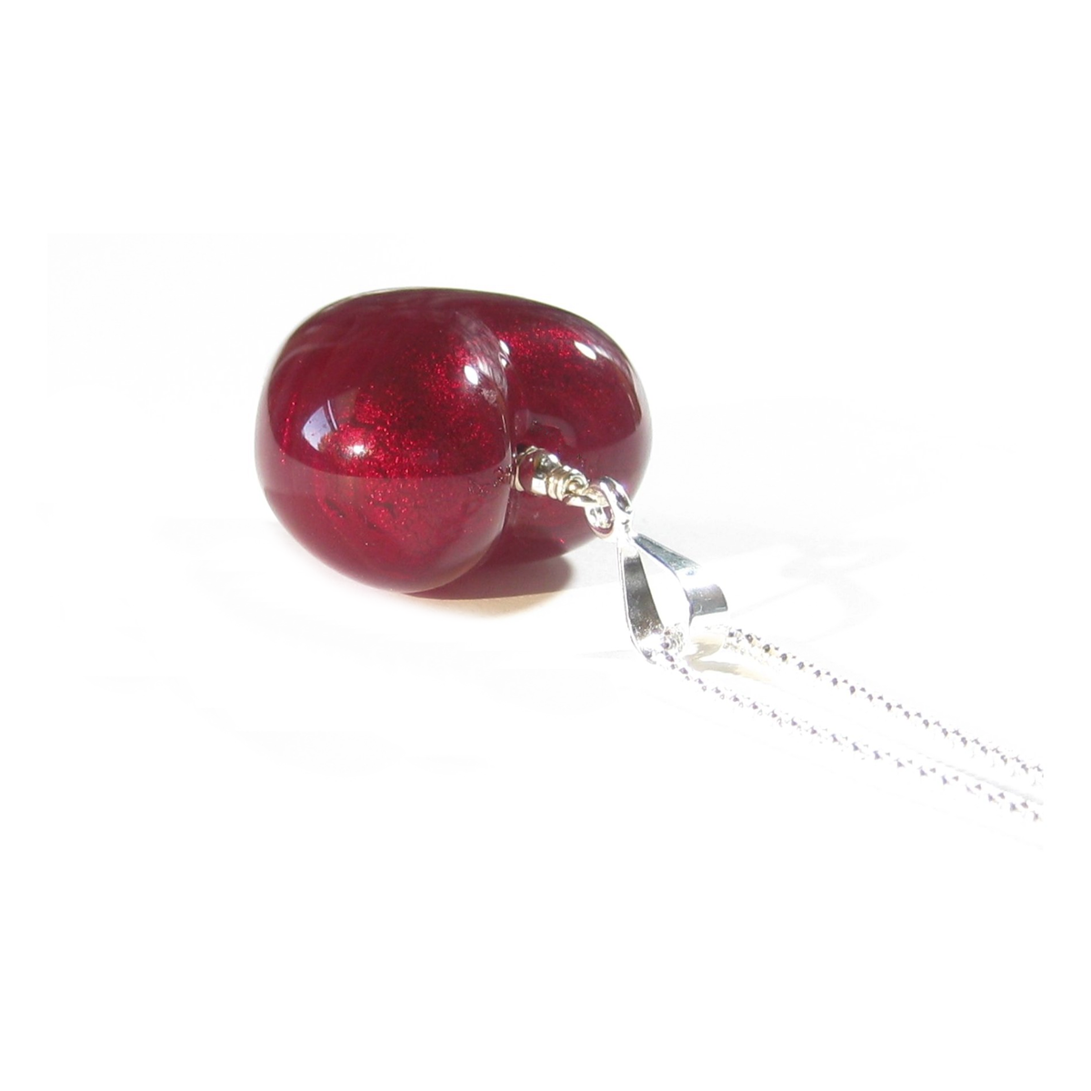 Murano Glass Dark Red Heart Pendant, Genuine Venetian Glass - JKC Murano