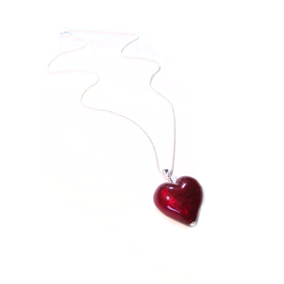 Murano Glass Dark Red Heart Pendant, Genuine Venetian Glass - JKC Murano