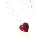 Murano Glass Dark Red Heart Pendant, Genuine Venetian Glass - JKC Murano
