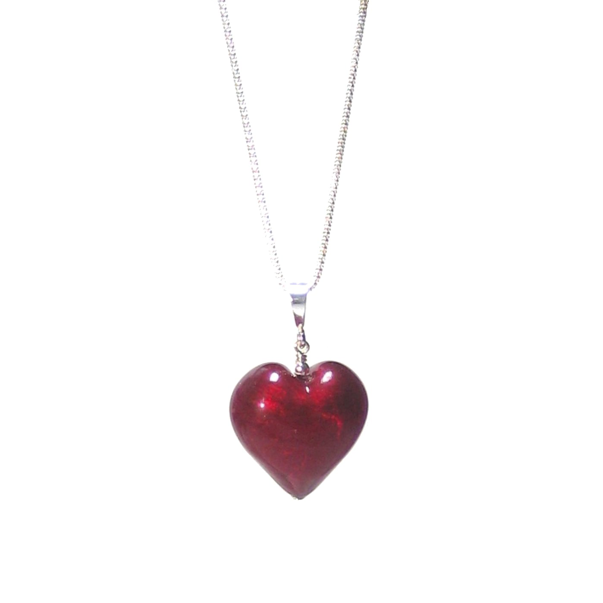 Murano Glass Dark Red Heart Pendant, Genuine Venetian Glass - JKC Murano