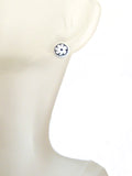 Murano Glass Black White Millefiori Flower Post Earrings, Stud - JKC Murano