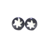 Murano Glass White Star Black Millefiori Sterling Silver Post Stud Earrings - JKC Murano