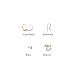 Murano Glass Orange Stripe Oval Gold Earrings, Silver Earrings - JKC Murano