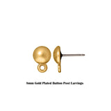 a pair of gold plated button post earrings