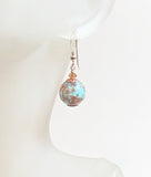 Italian Venetian Glass Turquoise Copper Gold Earrings by JKC Murano - JKC Murano