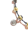 Murano Glass Black Cube Ball Long Gold Necklace, Italian Jewelry - JKC Murano