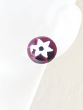 Murano Glass Ruby Red White Flower Post Earrings, Stud - JKC Murano