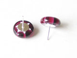 Murano Glass Ruby Red White Flower Post Earrings, Stud - JKC Murano