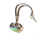 Murano Glass Large Heart Black Green Pendant Necklace - JKC Murano