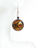 Murano Glass Topaz Black Chunky Disc Gold Earrings - JKC Murano