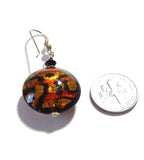 Murano Glass Topaz Black Chunky Disc Gold Earrings - JKC Murano