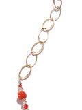 Venetian Glass Orange Pendant Gold Necklace - JKC Murano