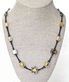 Murano Glass Black Cube Ball Long Gold Necklace, Italian Jewelry - JKC Murano
