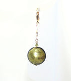 Murano Glass Olive Disc Dangle Gold Earrings, Leverback Earrings - JKC Murano