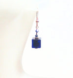 Murano Glass Cobalt Blue Cube Gold Earrings - JKC Murano