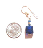 Murano Glass Cobalt Blue Cube Gold Earrings - JKC Murano