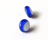 Murano Glass Blue White Circle Button Post Earrings, Sterling Silver Stud Earrings - JKC Murano
