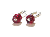Genuine Murano Glass Small Red Barrel Twist Silver Earrings - JKC Murano