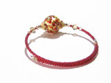 Murano Glass Red Gold Copper Ball Bangle Bracelet - JKC Murano