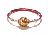 Murano Glass Red Gold Copper Ball Bangle Bracelet - JKC Murano