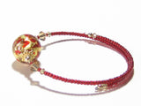 Murano Glass Red Gold Copper Ball Bangle Bracelet - JKC Murano