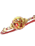 Murano Glass Red Gold Copper Ball Bangle Bracelet - JKC Murano