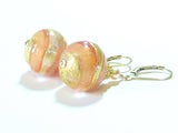 Murano Glass Peach Ball Dangle Gold Earrings - JKC Murano