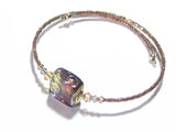 Murano Glass Brown Green Gold Bangle Bracelet - JKC Murano