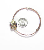 Murano Glass Brown Green Gold Bangle Bracelet - JKC Murano