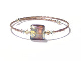 Murano Glass Brown Green Gold Bangle Bracelet - JKC Murano
