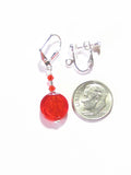 Murano Glass Orange Coin Sterling Silver Earrings - JKC Murano