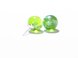 Lime Green BALL Dichroic Post Earrings, Sterling Silver Stud Earrings - JKC Murano