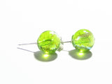 Lime Green BALL Dichroic Post Earrings, Sterling Silver Stud Earrings - JKC Murano