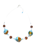 Murano Glass Aqua Topaz Nugget Sterling Silver Necklace, Italian Glass Jewelry - JKC Murano