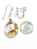 Murano Glass Topaz Disc Silver Earrings, Venetian Glass Custom Made Jewelry - JKC Murano