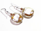 Murano Glass Topaz Disc Silver Earrings, Venetian Glass Custom Made Jewelry - JKC Murano