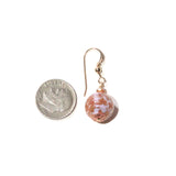 Murano Glass Pale Pink Copper Ball Gold Earrings