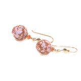 Murano Glass Pale Pink Copper Ball Gold Earrings