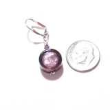 Murano Glass Purple Coin Silver Earrings by JKC Murano - JKC Murano