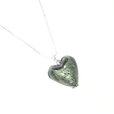 Murano Glass Small Gray Heart Pendant - JKC Murano
