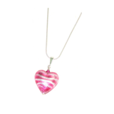 Murano Glass Pink Silver Heart Pendant, Venetian Jewelry