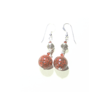 Murano Glass Coral Ball Long Sterling Silver Earrings - JKC Murano