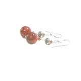 Murano Glass Coral Ball Long Sterling Silver Earrings - JKC Murano