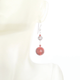 Murano Glass Coral Ball Long Sterling Silver Earrings - JKC Murano