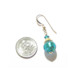 Murano Glass Aqua Ball Gold Earrings by JKC Murano - JKC Murano