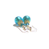 Murano Glass Aqua Ball Gold Earrings by JKC Murano - JKC Murano