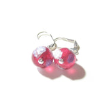 Venetian Glass Pink Millefiori Ball Sterling Silver Earrings - JKC Murano