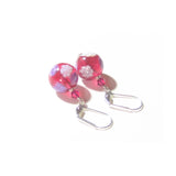 Venetian Glass Pink Millefiori Ball Sterling Silver Earrings - JKC Murano
