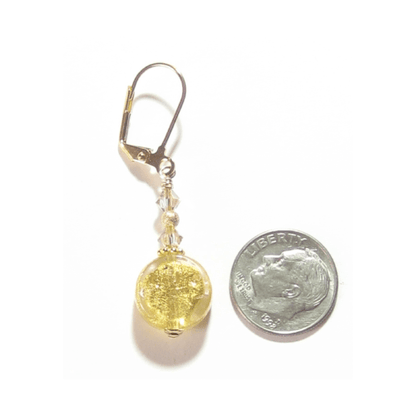 Murano Glass Clear Coin Gold Earrings - JKC Murano